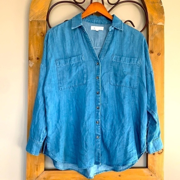 Lou & Grey chambray denim tunic top - Picture 2 of 7